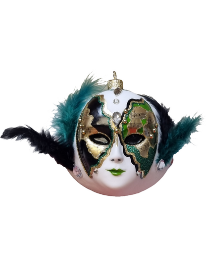 Venetian Mask Bauble with Feathers (W)