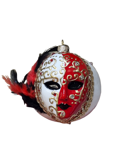 Venetian Mask Bauble with Feathers (W)