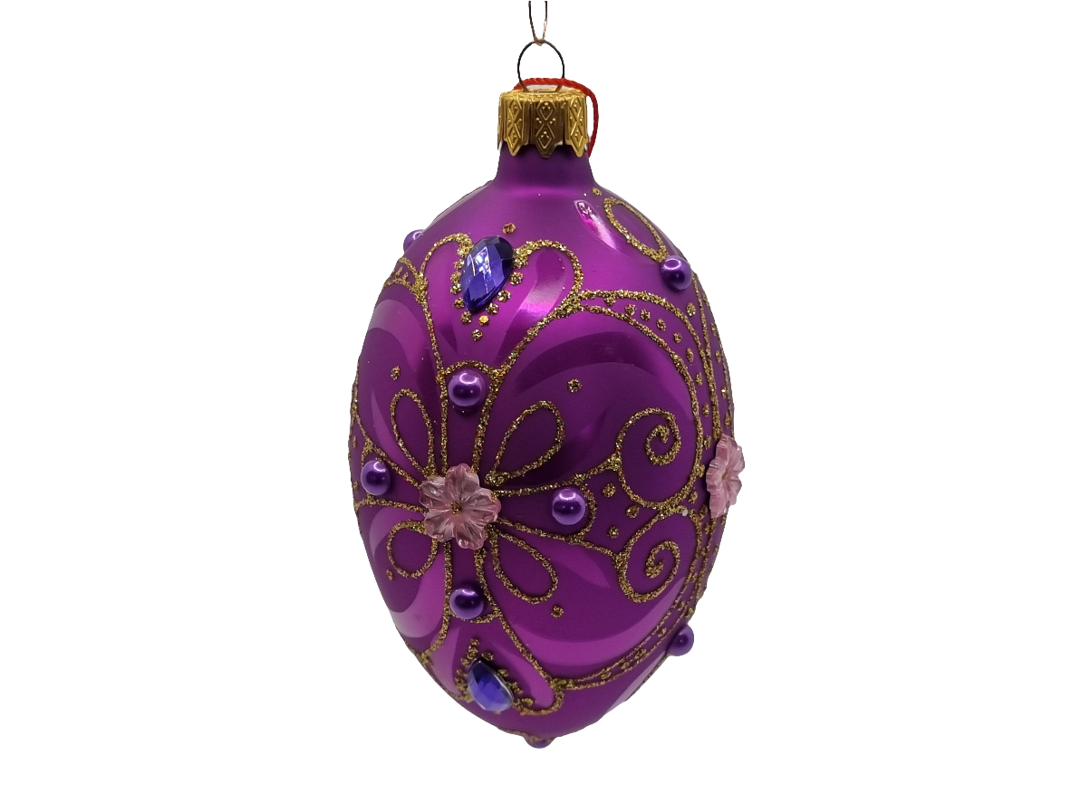 Glass Eggs | Purple Faberge Style Easter Eggs (S)