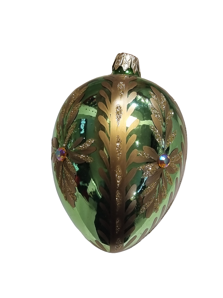 Green Glass Easter Eggs | Faberge Style Eggs (P)