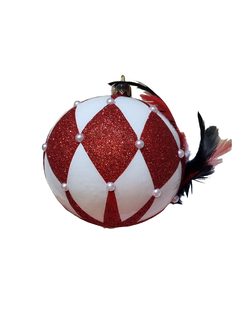 Venetian Mask Bauble with Feathers (W)