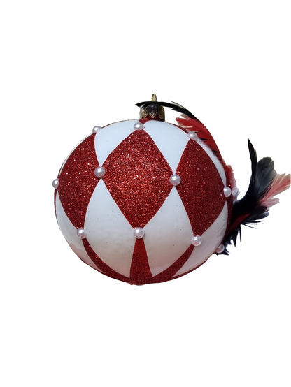 Venetian Mask Bauble with Feathers (W)