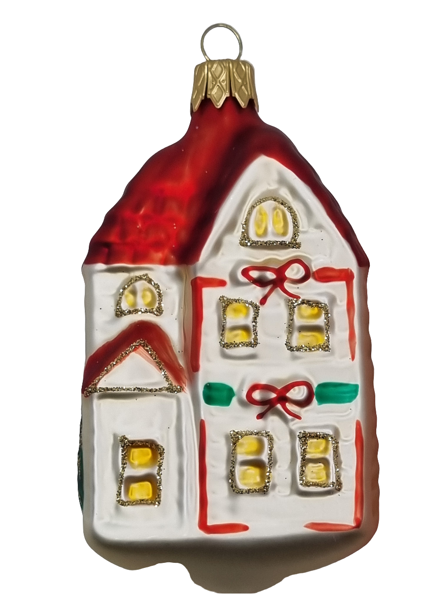European Glass Christmas ornament of a House Large (M)