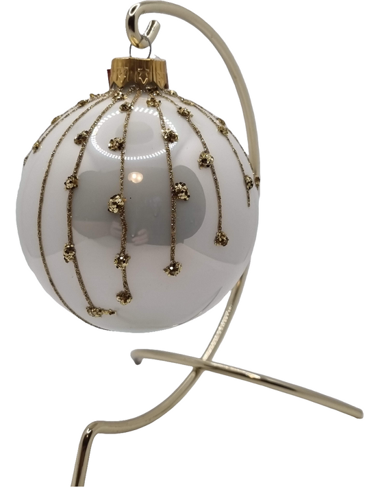 Bauble | White with Gold Lines (F)