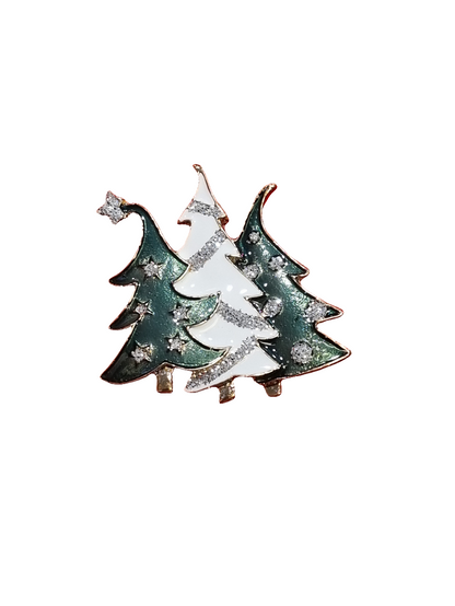 European Glass Christmas ornament of a Three Trees | Brooch V