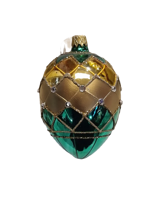 Green Glass Easter Eggs | Faberge Style Eggs (P)
