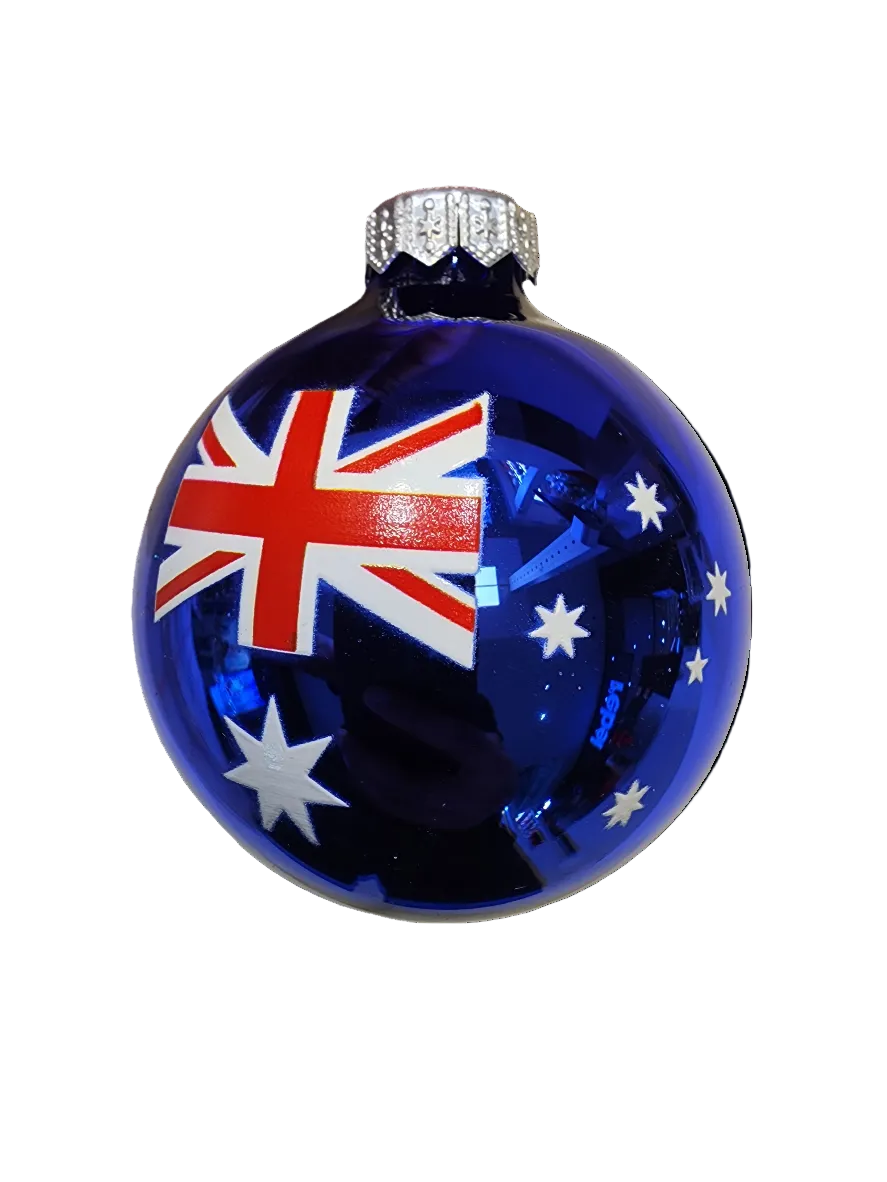 European Glass Christmas ornament of a Bauble | Australian Flag (F)