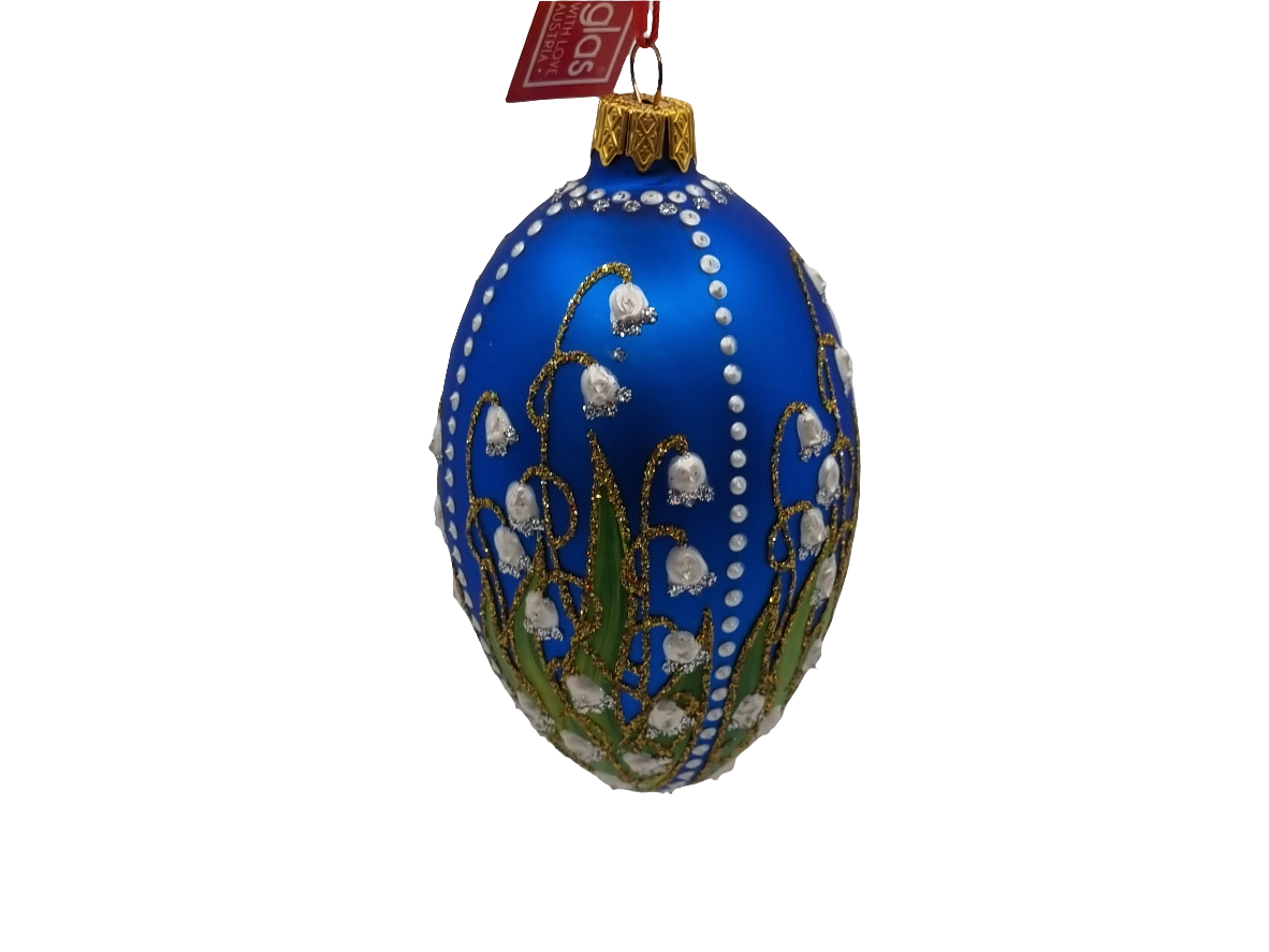 European Glass Christmas ornament of a Glass Eggs | Blue Faberge Style Easter Eggs (R)