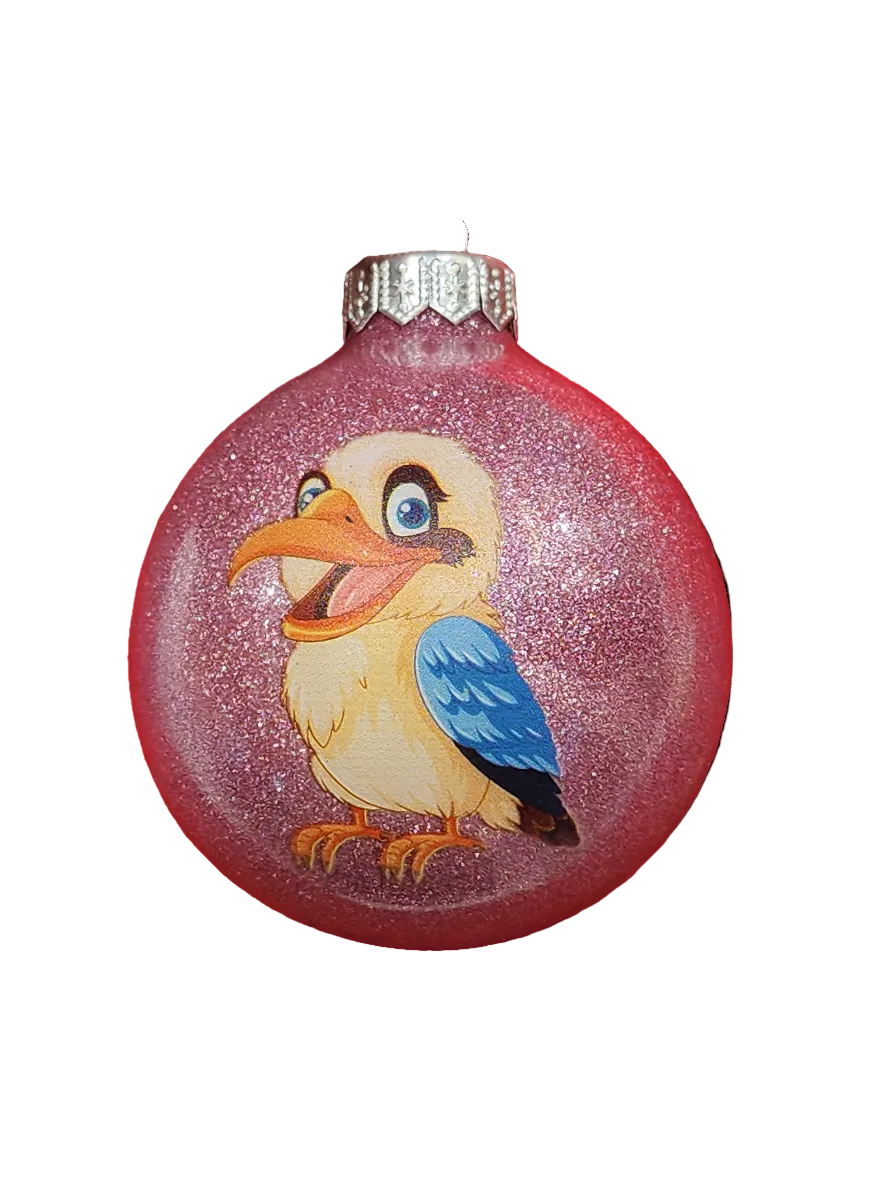 European Glass Christmas ornament of a Bauble | Cartoon Kookaburras (K)