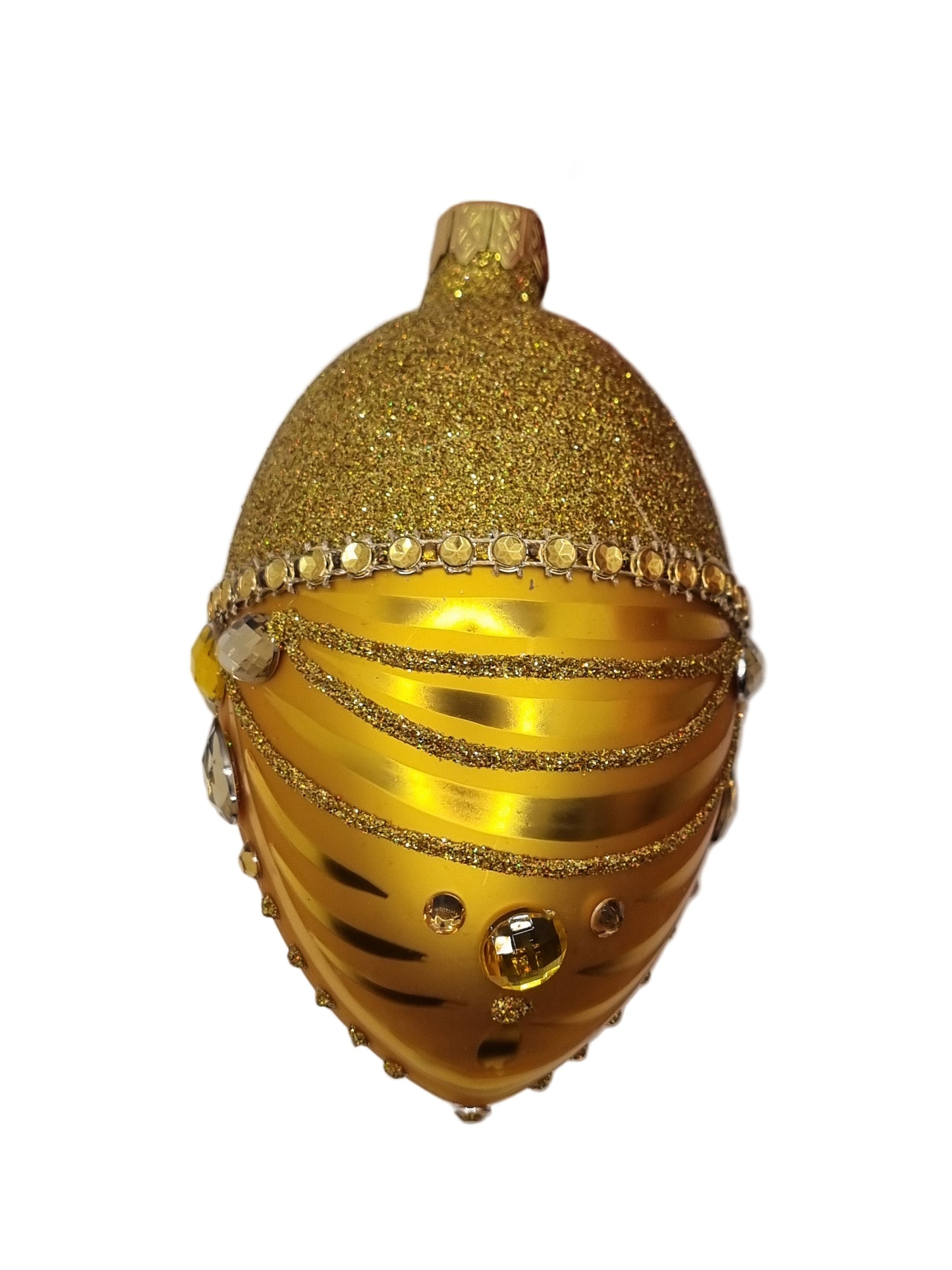 European Glass Christmas ornament of a Glass Eggs | Gold Faberge Style Eggs (R)