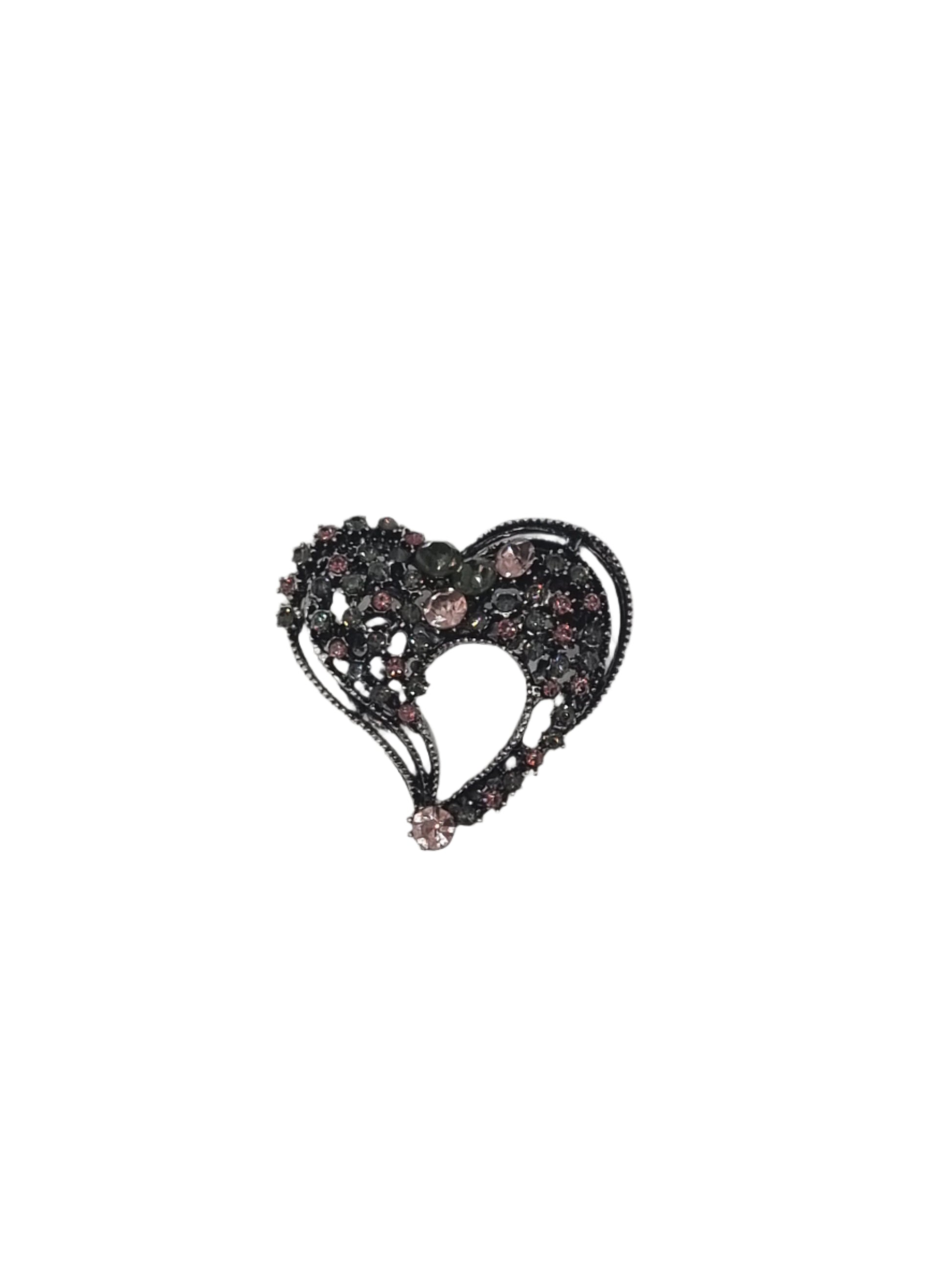 European Glass Christmas ornament of a Pink Heart with Cutout | Brooch IV