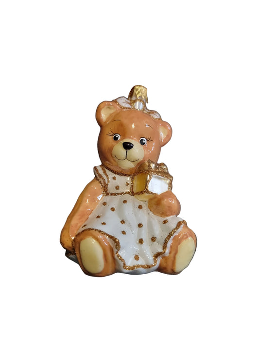 Decorative bear glass Christmas ornament