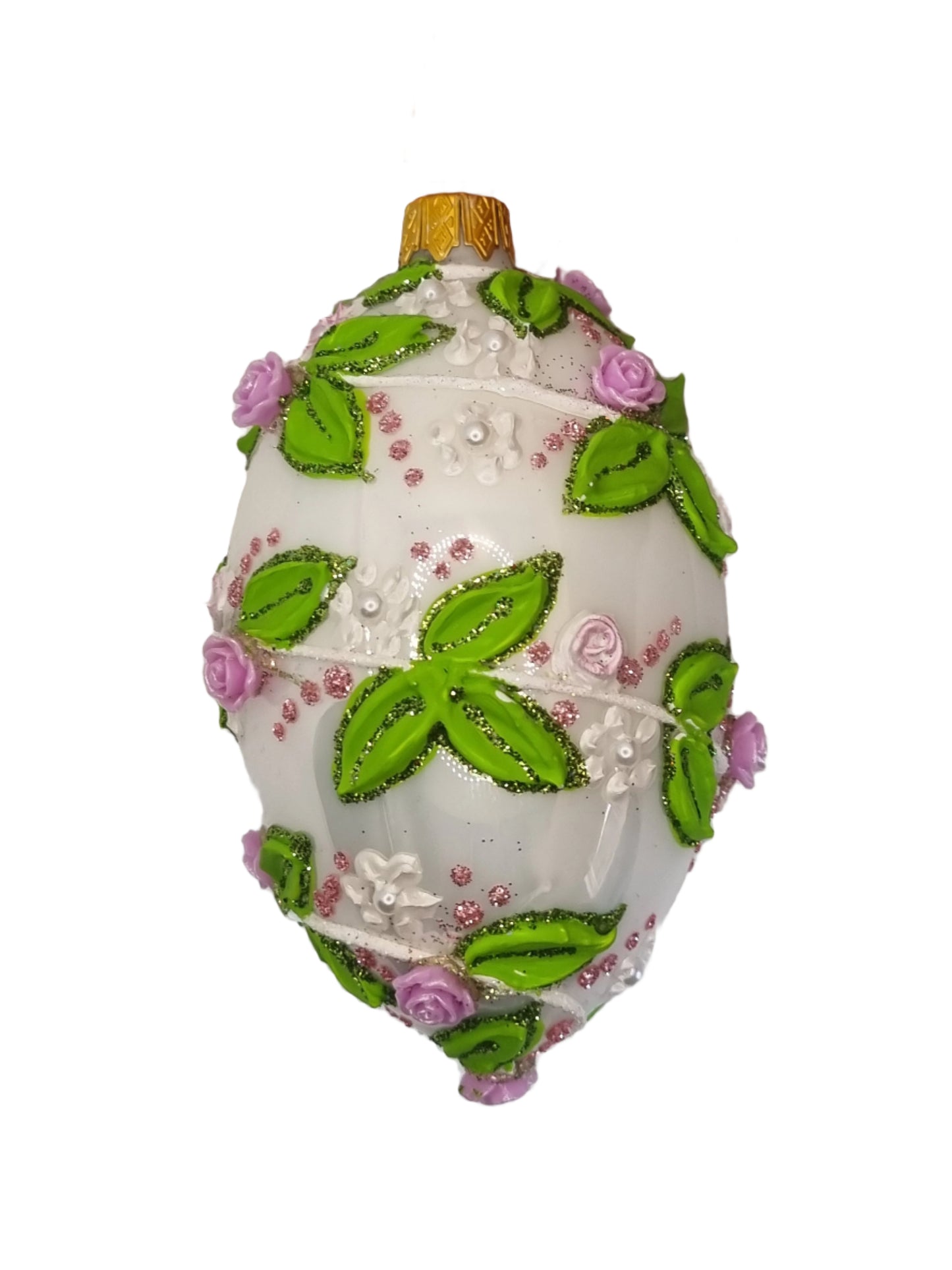 Glass Eggs | White Faberge Style Easter Eggs (T)