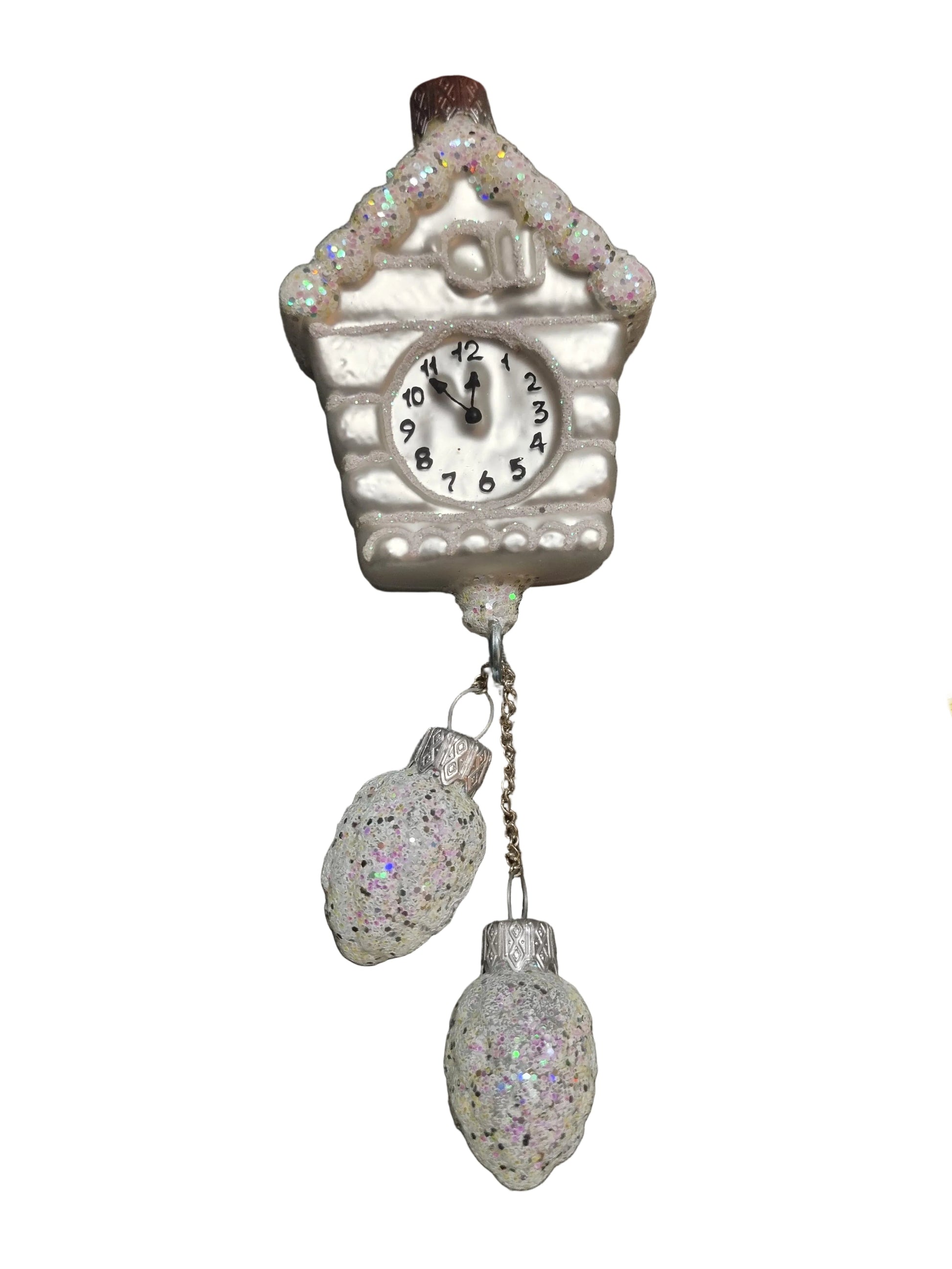 Decorative cuckoo clock glass ornament with hanging bulbs