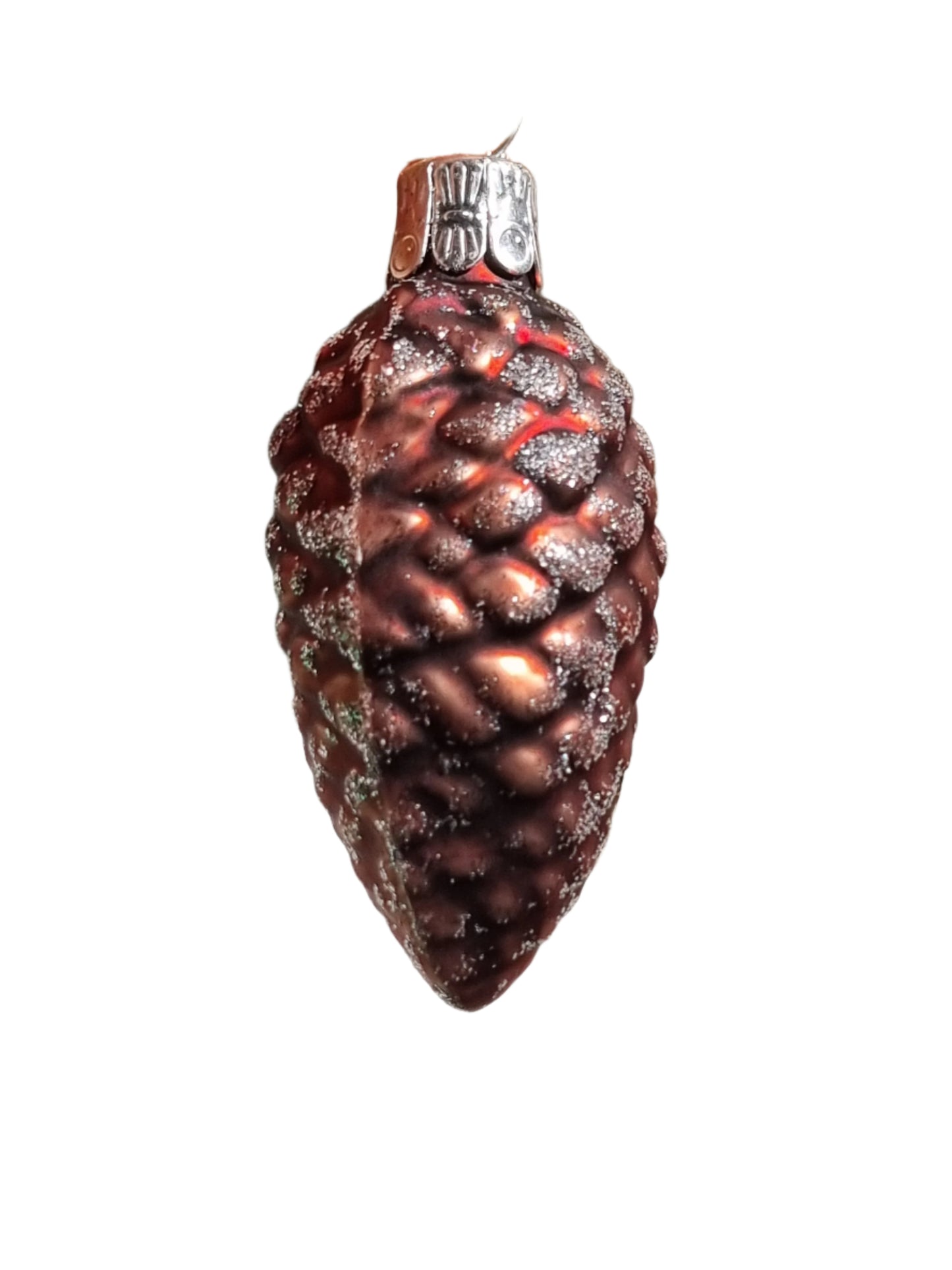 European Glass Christmas ornament of a Pinecone | Small Multi Colour Glitter (D)