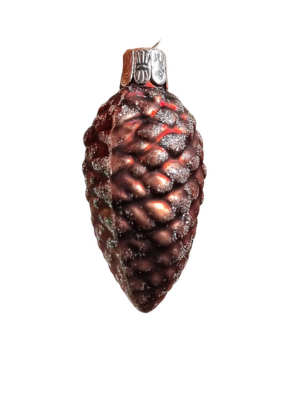 European Glass Christmas ornament of a Pinecone | Small Multi Colour Glitter (D)