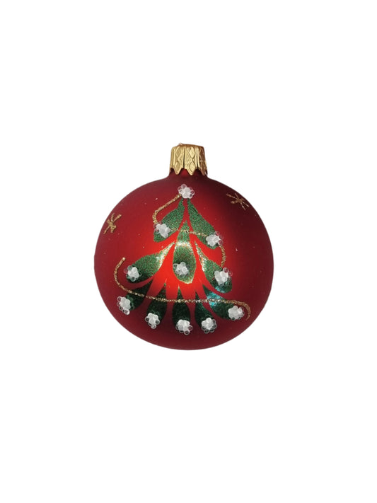 Bauble | Small Red with Glitter Tree (I)