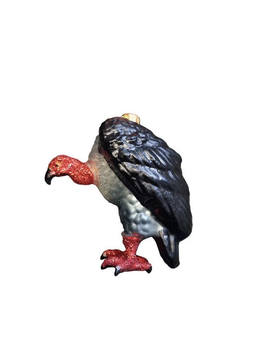 Vulture with red feet glass Christmas ornament 