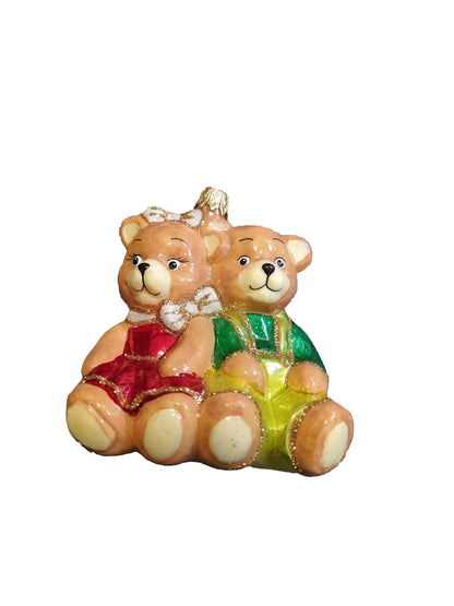 Decorative glass bear ornament with a
