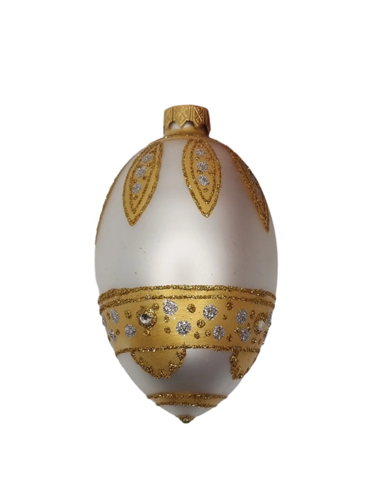 Glass Eggs | White Faberge Style Easter Eggs (R)