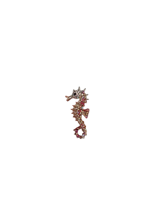 Pink seahorse crystal brooch