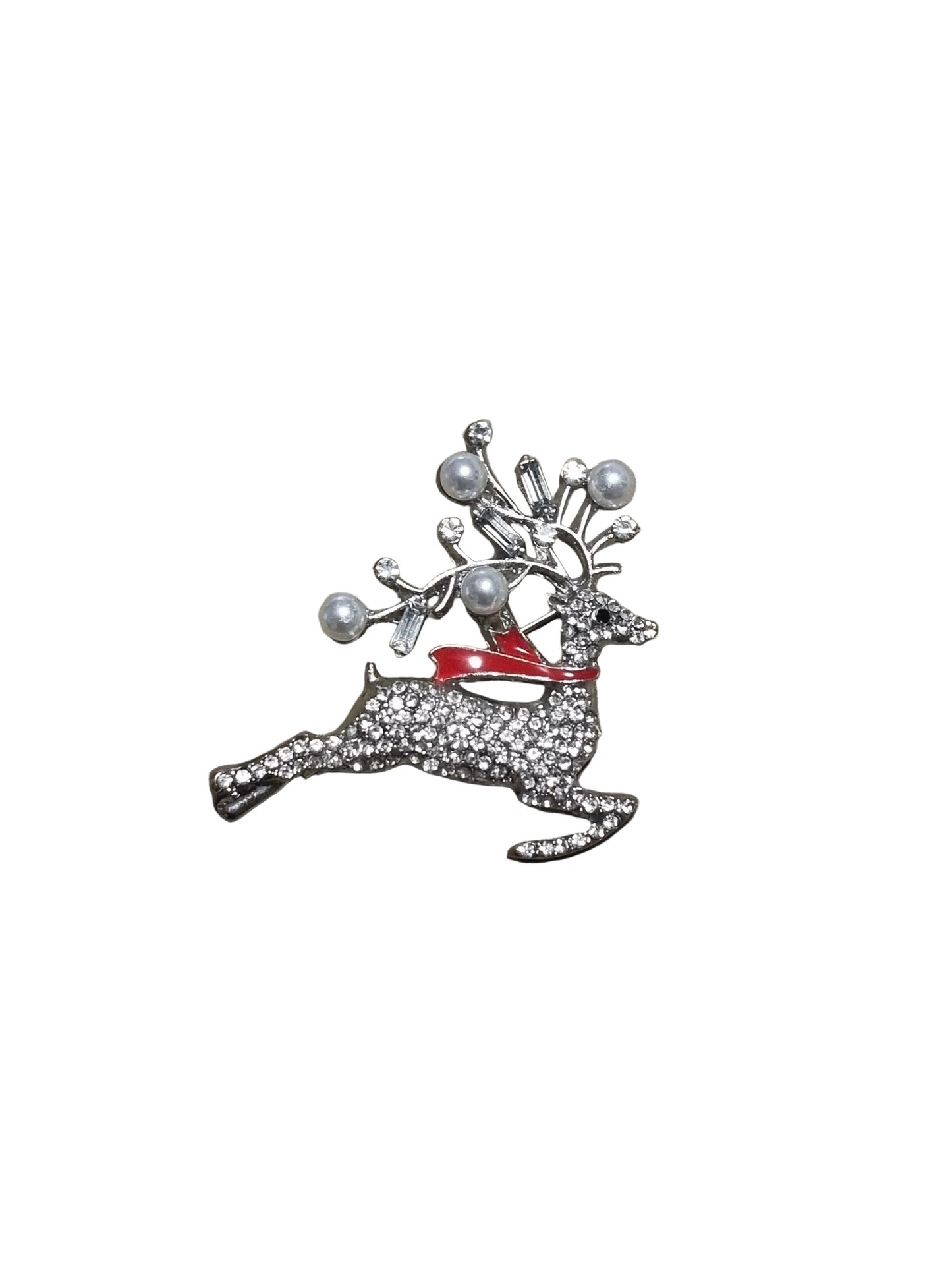 Decorative brooch with a red ribbon