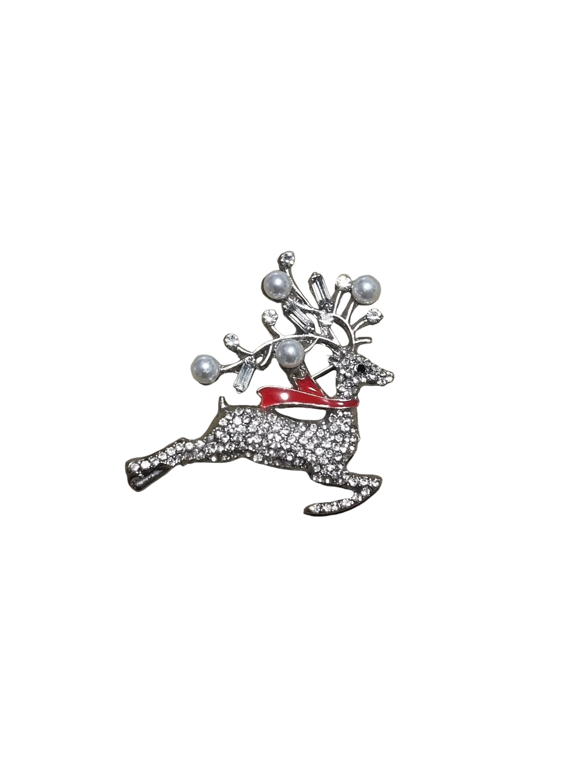 Decorative brooch with a red ribbon