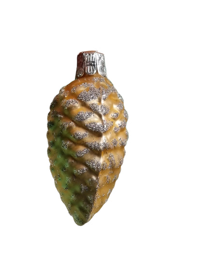 European Glass Christmas ornament of a Pinecone | Small Multi Colour Glitter (D)