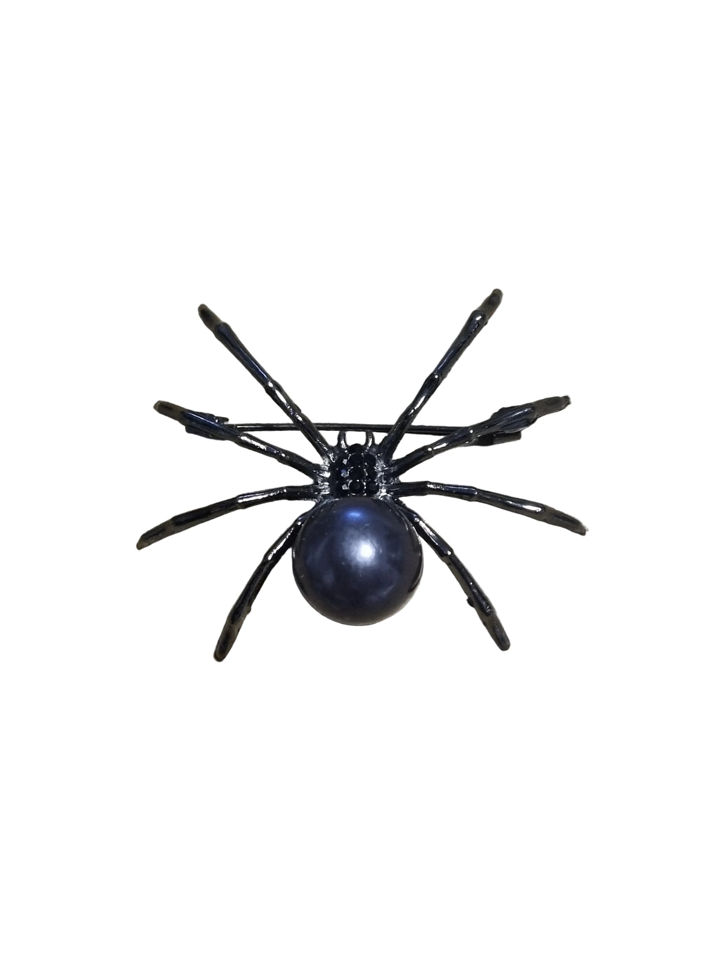 Black spider brooch with pearl body 
