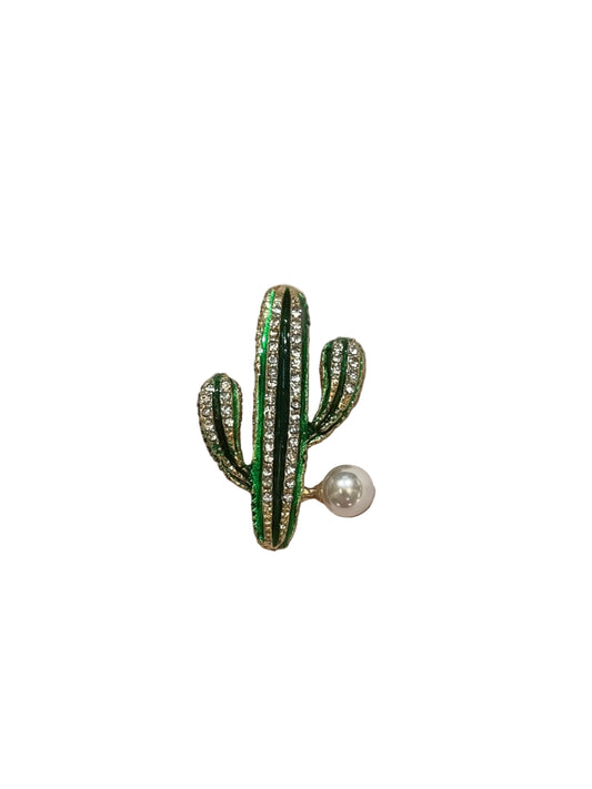 Cactus-shaped brooch with pearl and gemstones 