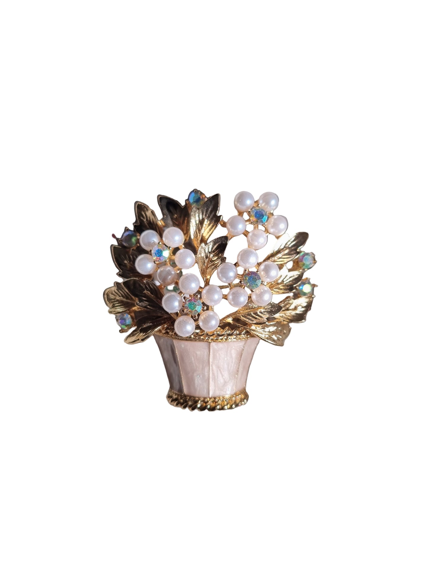 Decorative brooch with pearls and gemstones