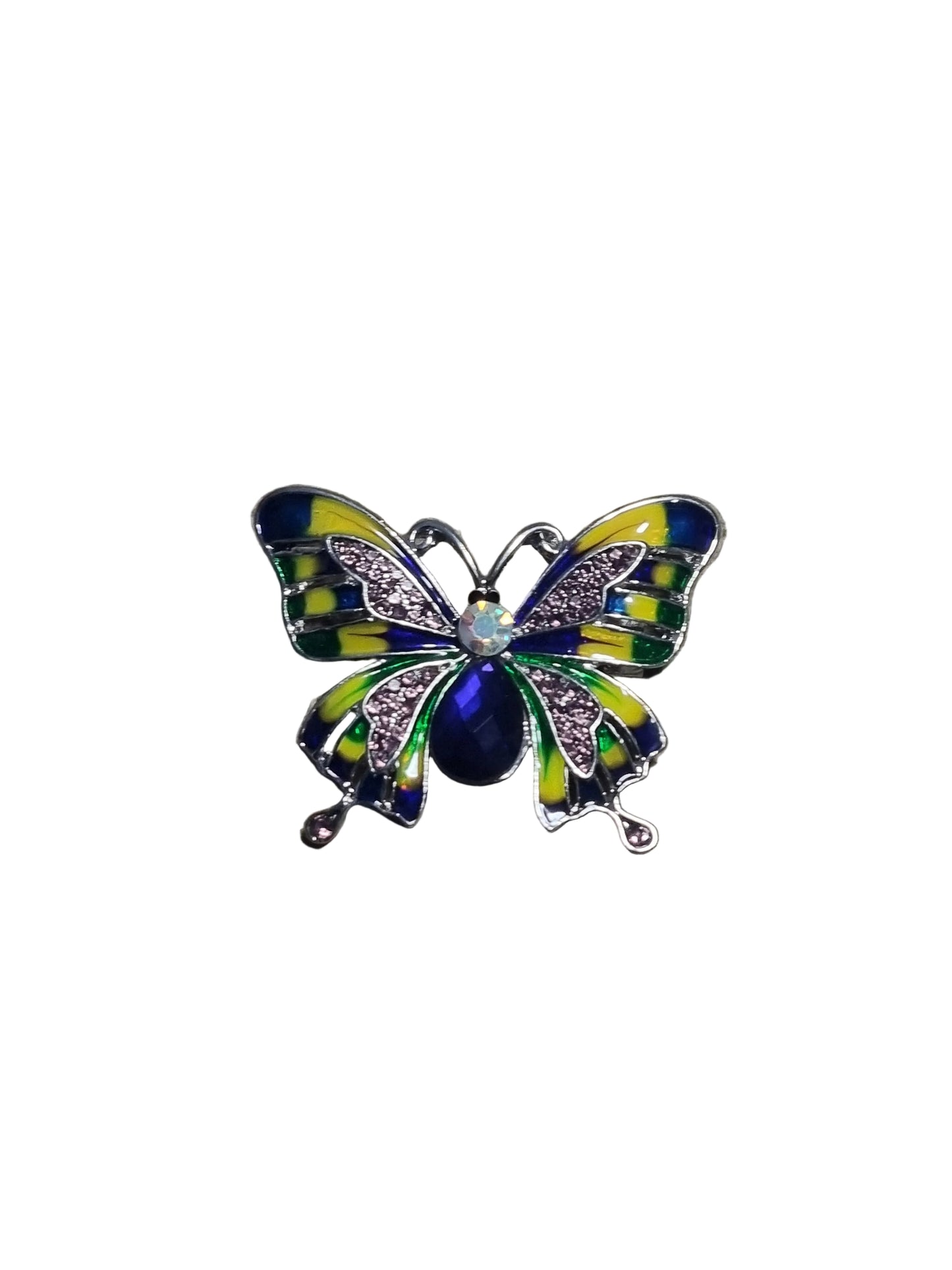 Butterfly-shaped brooch with colorful design 