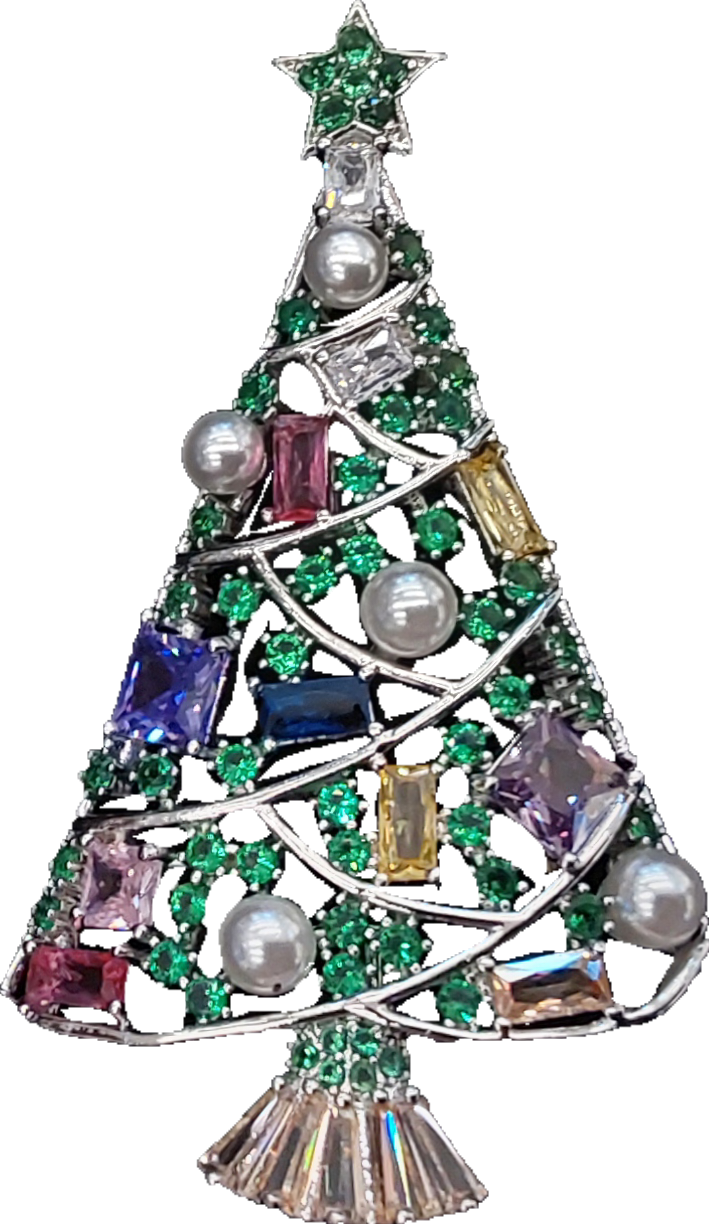 Tree with Square Crystal Baubles | Brooch VIII
