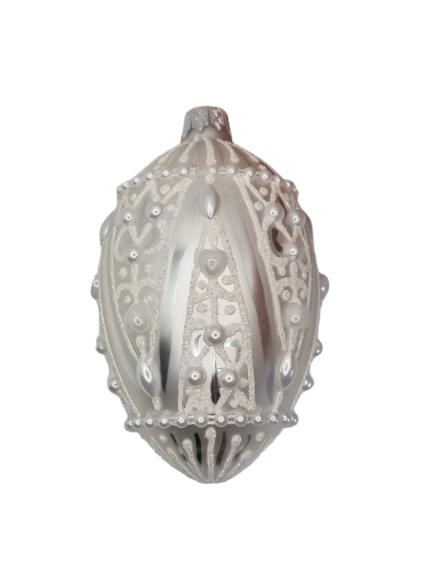 Glass Eggs | White Faberge Style Easter Eggs (S)