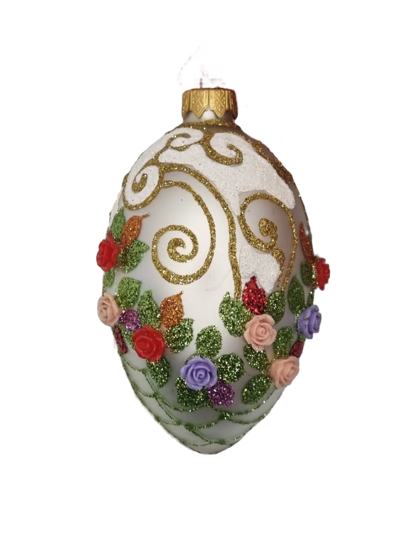 Glass Eggs | White Faberge Style Easter Eggs (S)