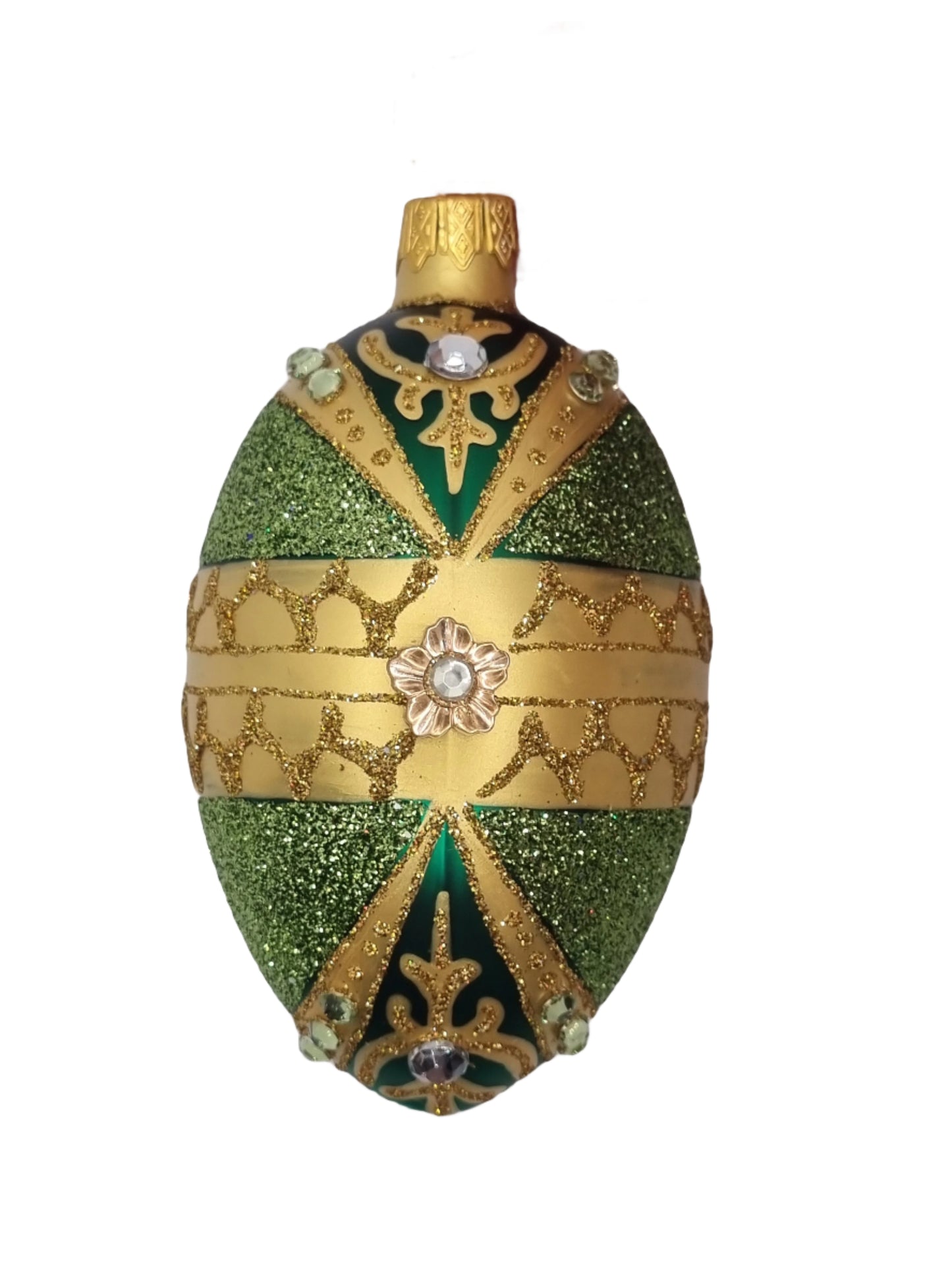 Glass Eggs | Green Faberge Style Easter Eggs (S)