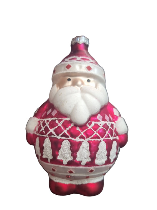 Decorative Christmas Santa ornament with red and white pattern 