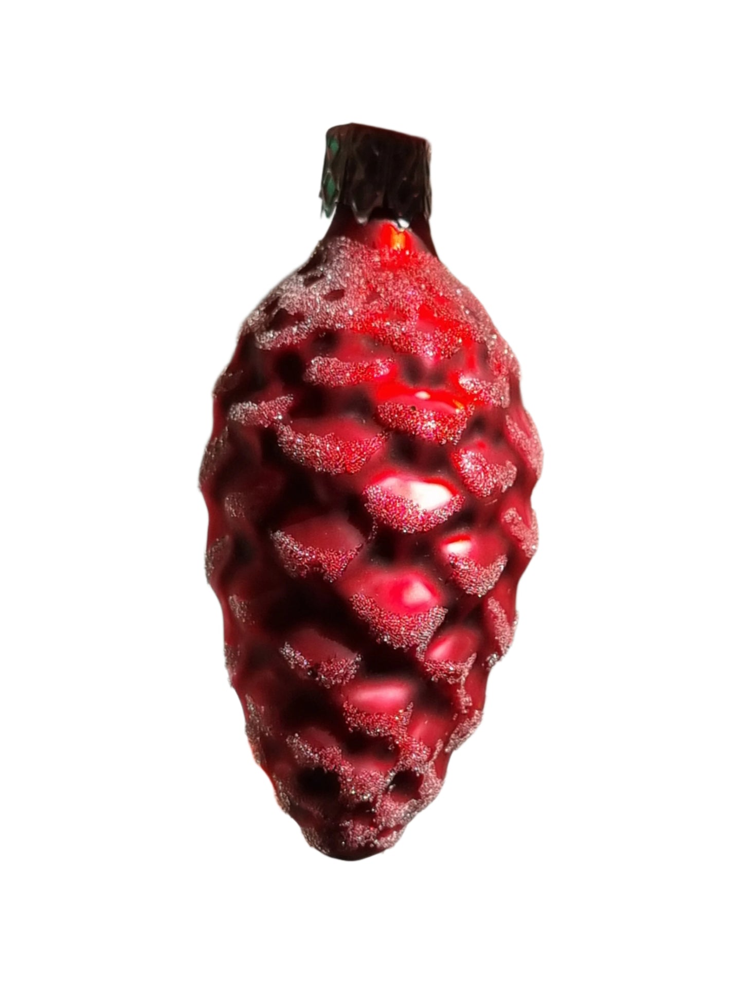 European Glass Christmas ornament of a Pinecone | Small Multi Colour Glitter (D)