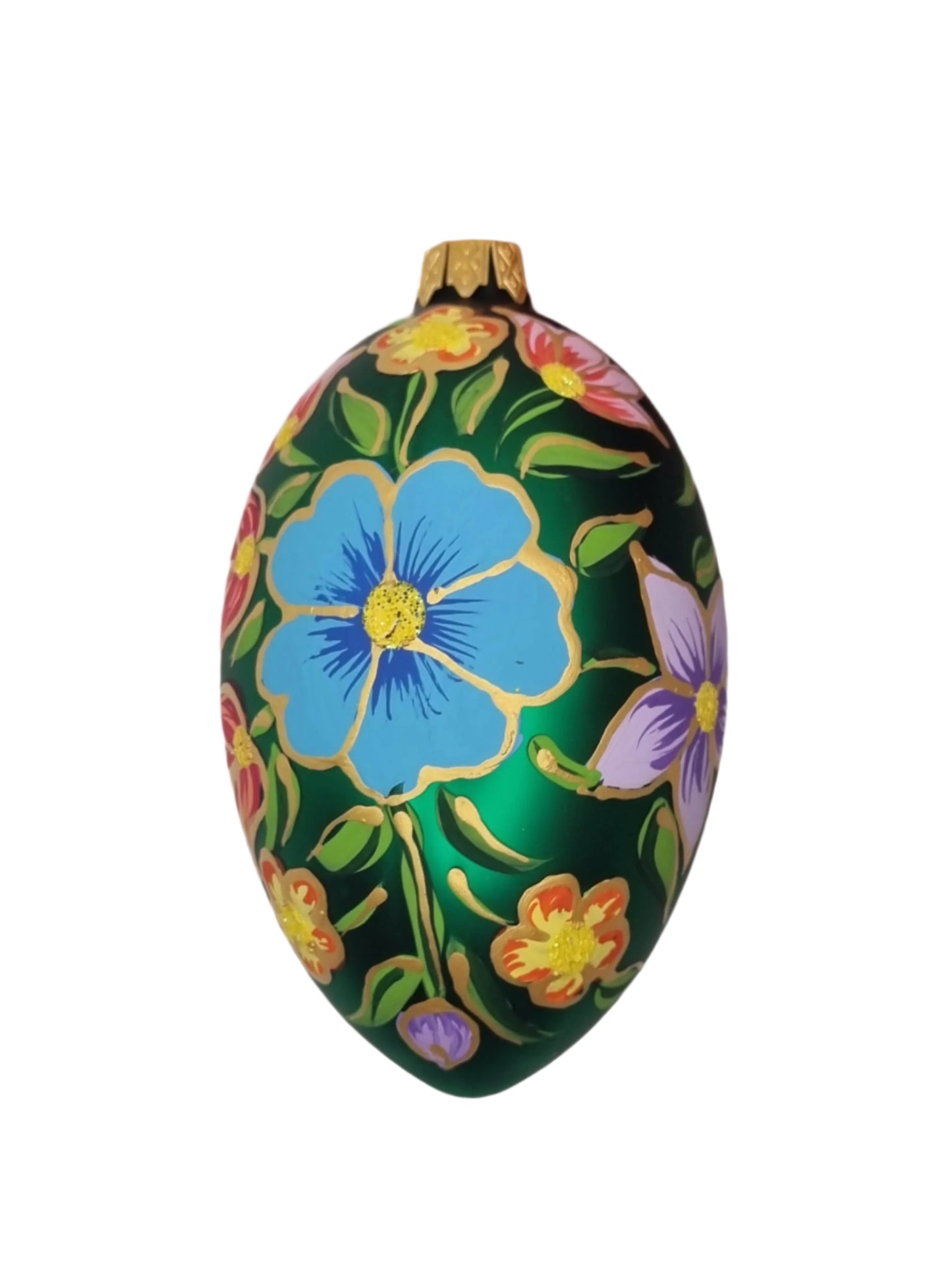 Glass Eggs | Green Faberge Style Easter Eggs (R)