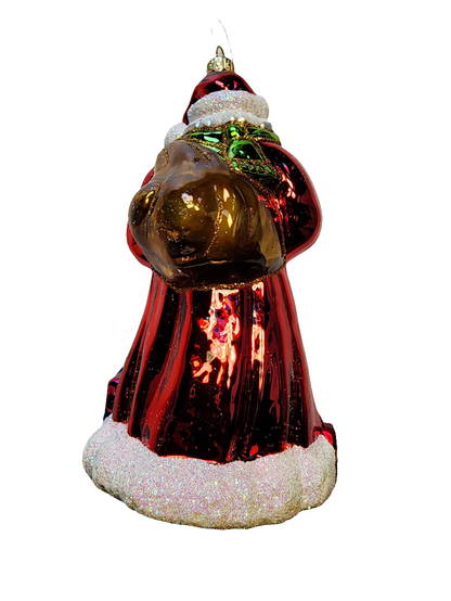European Glass Christmas ornament of a Santa | with Sack, Presents and Lantern (Z)
