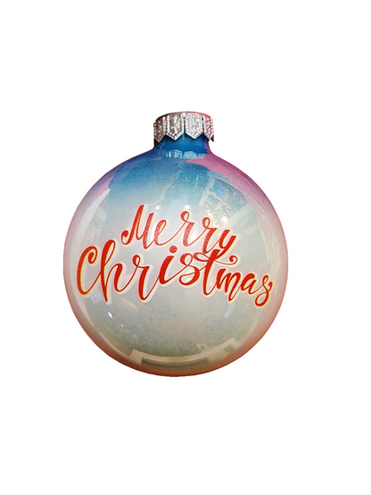 European Glass Christmas ornament of a Bauble | Santa at the Beach "Merry Christmas" (I)