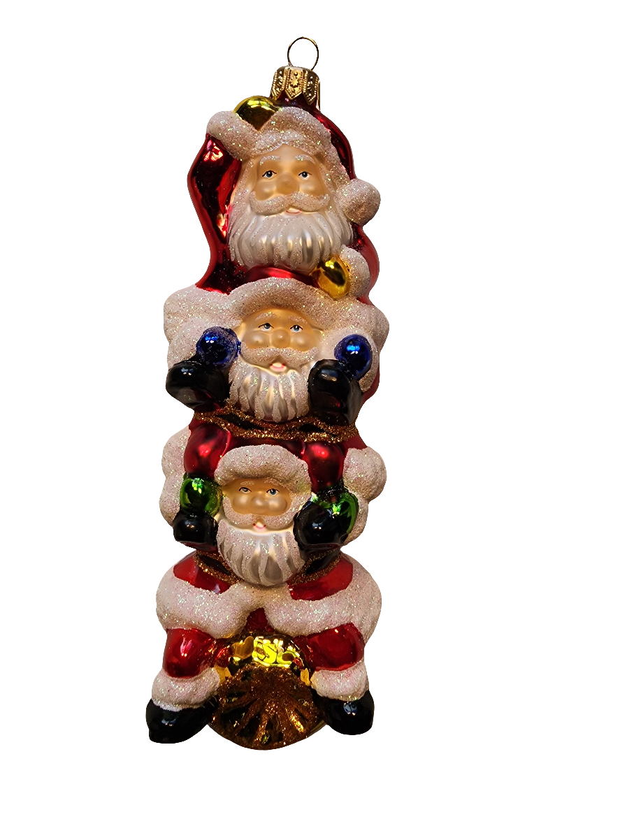 European Glass Christmas ornament of a Santa | Stack of Threes (X)