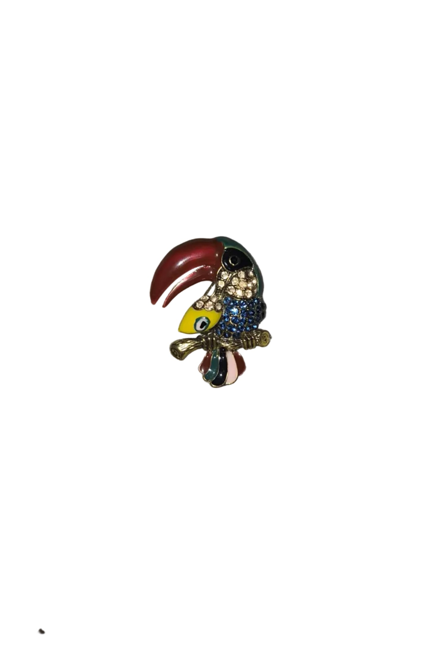 Colourful crystal and enamel toucan brooch